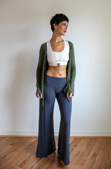 High Waist, Straight Leg, Fold Over Palazzo Pants in Gray