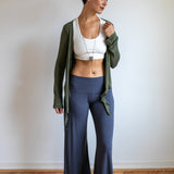 High Waist, Straight Leg, Fold Over Palazzo Pants in Gray
