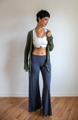 High Waist, Straight Leg, Fold Over Palazzo Pants in Gray