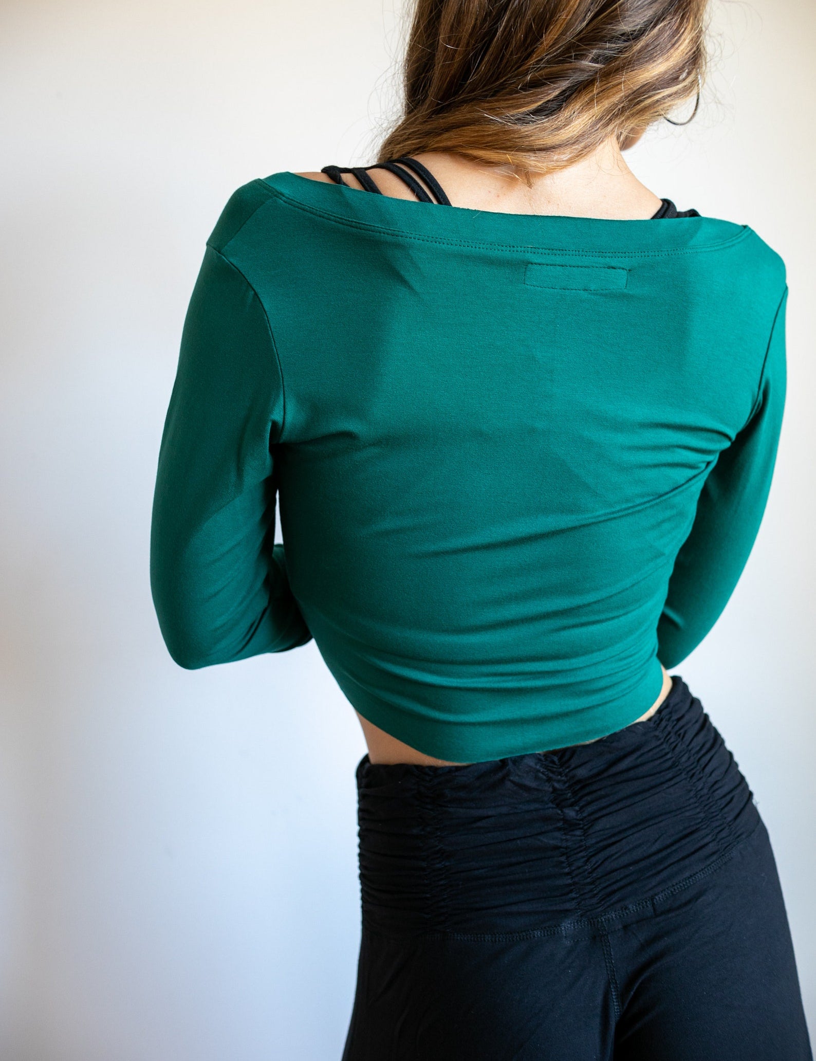 Jasper Green Ballet Wrap Top: Yoga Jacket, Tie Front Blouse