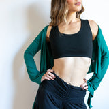 Ruched Waistband Gaucho Pants in Black