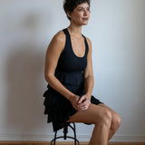 Roxanne Tiered Ruffle Tank Top in Black