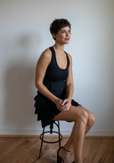 Roxanne Tiered Ruffle Tank Top in Black