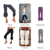 Ruffle Bloomer Capri, Flared Leg Yoga Pants in Dark Teal