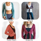 Jasper Green Ballet Wrap Top: Yoga Jacket, Tie Front Blouse