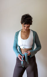 Sage Green Ballet Wrap Top Yoga Jacket