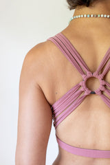 Shanti Criss Cross Back Yoga Bra Tank Top in Pink Canyon Rose