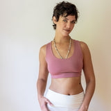 Shanti Criss Cross Back Yoga Bra Tank Top in Pink Canyon Rose