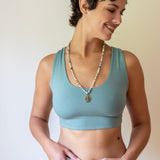 Shanti Criss Cross Back Yoga Bra | Crop Top | Tank Top in Sage Green