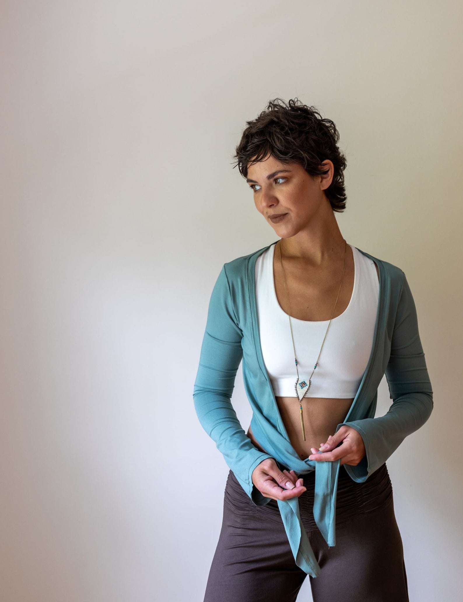 Sage Green Ballet Wrap Top Yoga Jacket