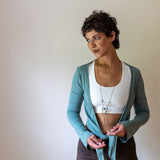 Ballet Wrap Jacket: Women's Tie Front Blouse - Burgundy