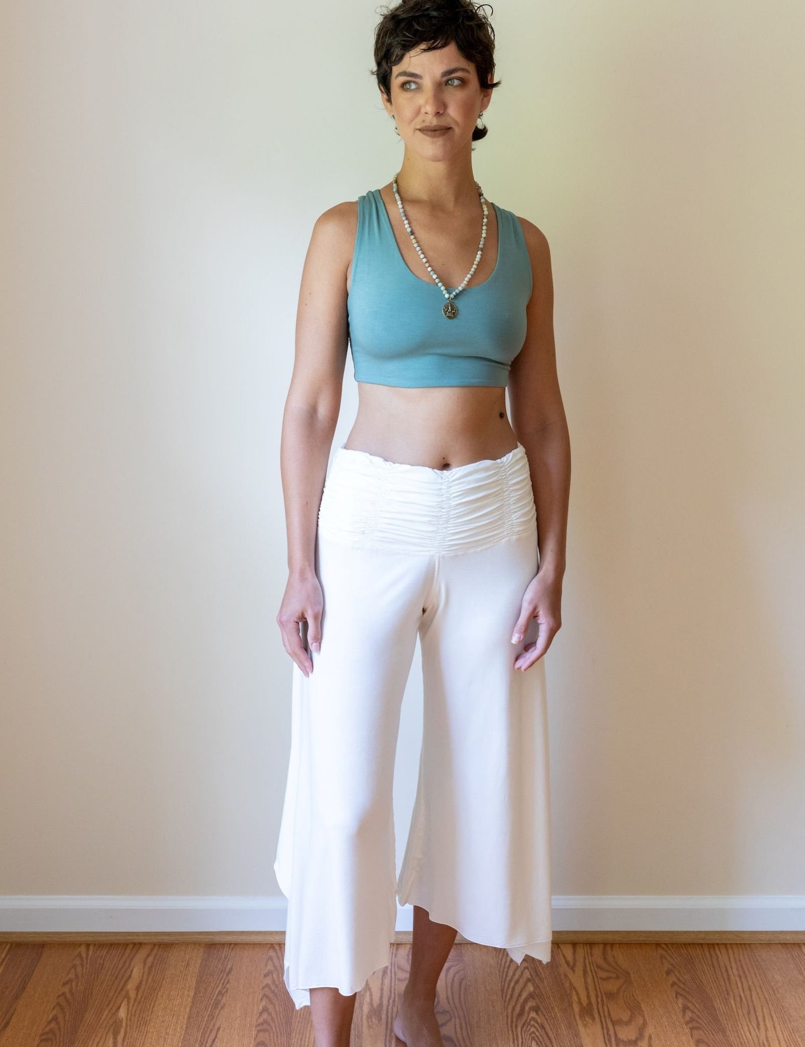 Shanti Criss Cross Back Yoga Bra | Crop Top | Tank Top in Sage Green
