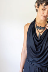 Women's One-piece Cowl Neck Halter Top Backless Yoga Jumpsuit / Romper / Onesie in Black