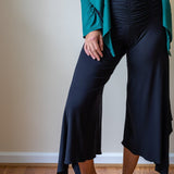 Ruched Waistband Gaucho Pants in Black