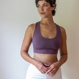 Criss Cross Back Yoga Bra: Amethyst Lavender Crop Top