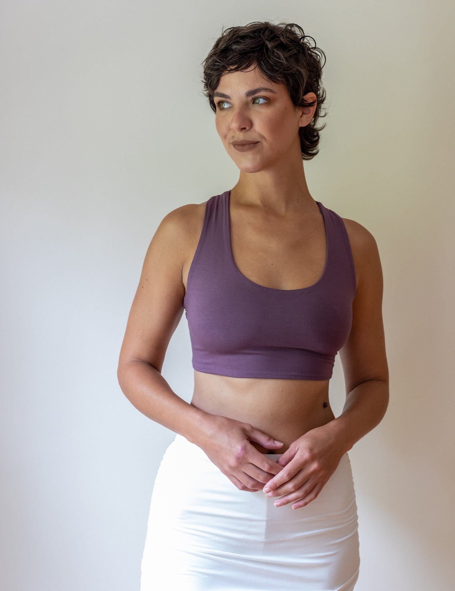 Criss Cross Back Yoga Bra: Amethyst Lavender Crop Top