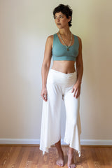 Ruched Waistband Gaucho Pants in Black
