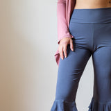 Ruffle Bloomer Yoga Flared Pants in Gray