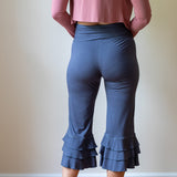 Ruffle Bloomer Yoga Flared Pants in Gray