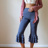 Ruffle Bloomer Yoga Flared Pants in Gray
