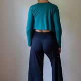 Ruched Waistband Gaucho Pants in Black