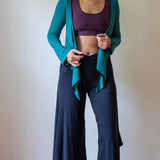 Ruched Waistband Gaucho Pants in Black
