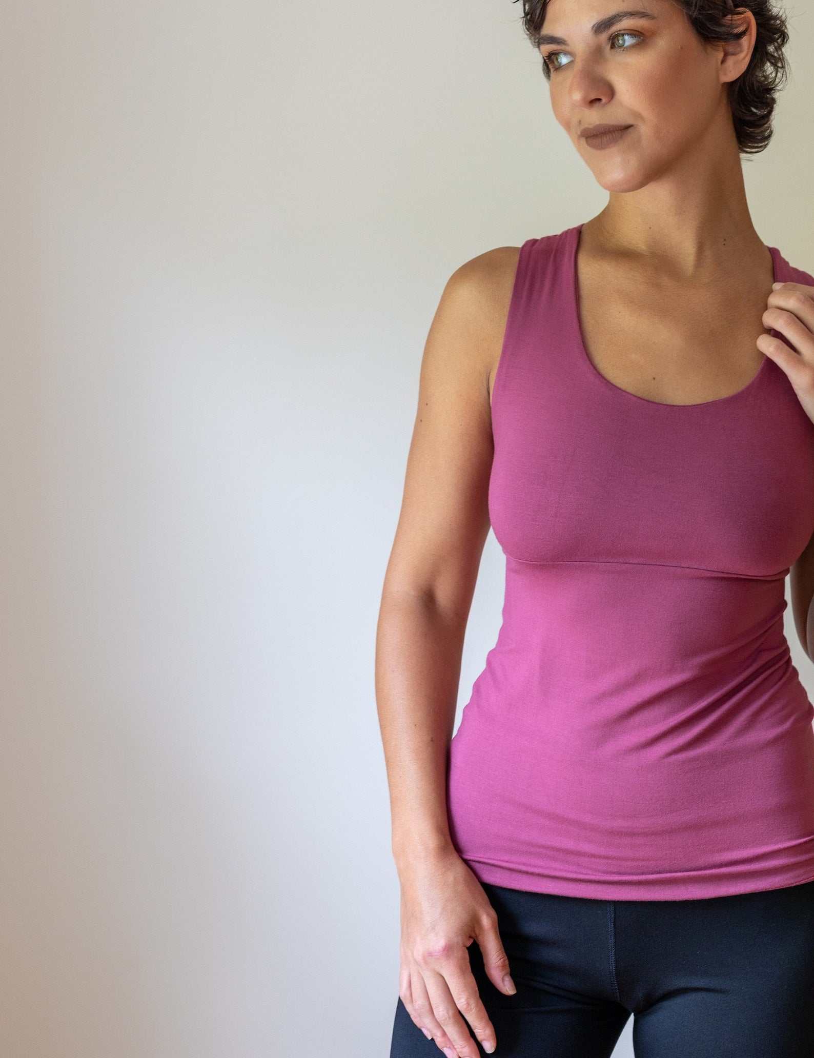Shanti Strappy Yoga Tank Top in Dry Rose Fuchsia Pink