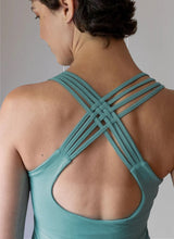 Faith Strappy Yoga Tank Top with Built in Bra in Sage Green