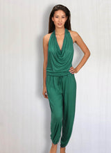 Women's One-piece Cowl Neck Halter Top Backless Yoga Jumpsuit / Romper / Onesie in Teal Green