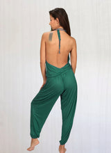 Women's One-piece Cowl Neck Halter Top Backless Yoga Jumpsuit / Romper / Onesie in Teal Green