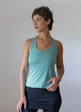 Faith Strappy Yoga Tank Top with Built in Bra in Sage Green