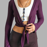 Plum Red Ballet Wrap Jacket: Tie Front Yoga Shrug