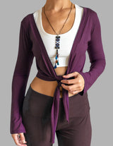 Plum Red Ballet Wrap Jacket: Tie Front Yoga Shrug