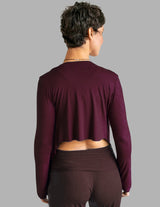 Plum Red Ballet Wrap Jacket: Tie Front Yoga Shrug