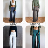 Sage Straight Leg, High Waist, Fold over Palazzo Pants in Mocha