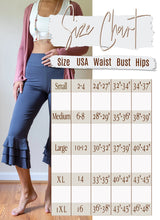 Ruffle Bloomer Capri, Flared Leg Yoga Pants in Dark Teal