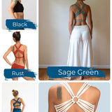 Shanti Criss Cross Back Yoga Sports Bra Top in Rust