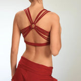 Crimson Red Criss Cross Back Yoga Bra