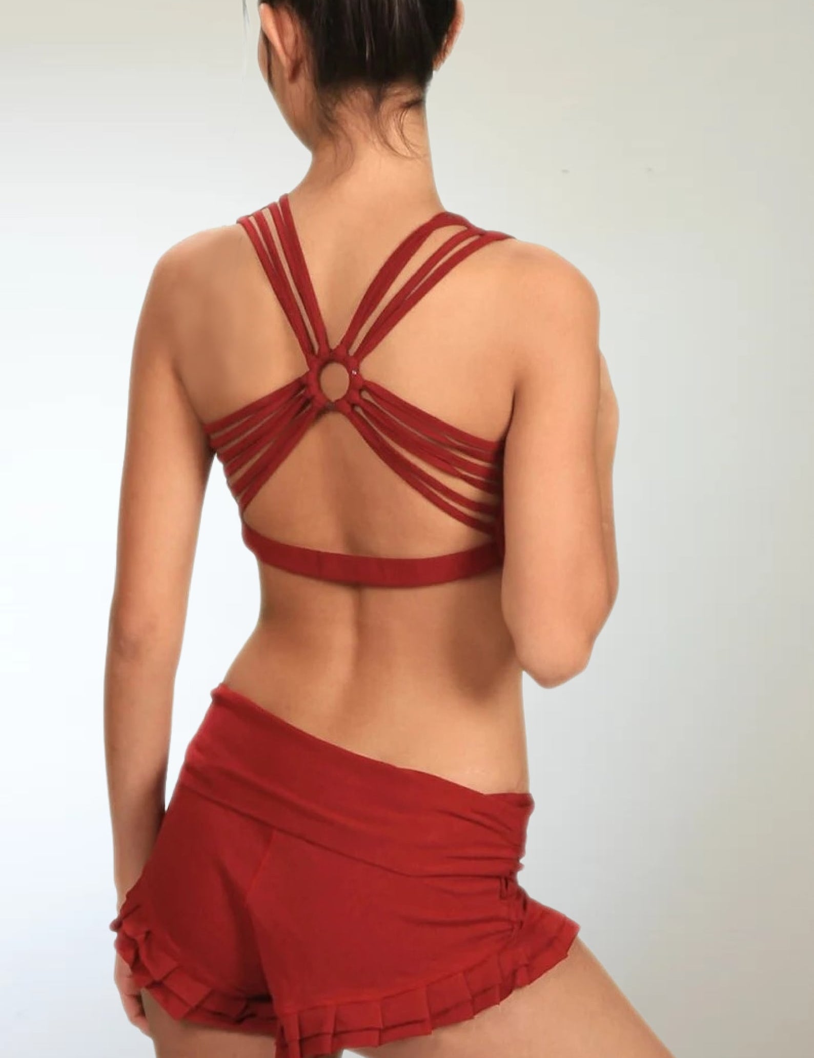 Crimson Red Criss Cross Back Yoga Bra