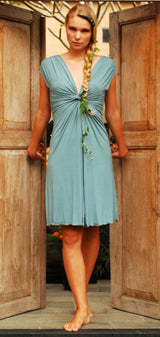 Sexy V Neck Empire Waist Knot Front Wrap Dress