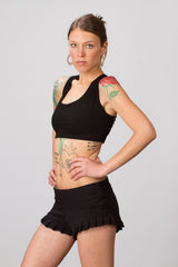 Strappy Yoga Sports Bra Tank Top in Black
