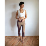 Tan Cinched Yoga Leggings with Mini Skirt: Sustainable Fair Trade Activewear