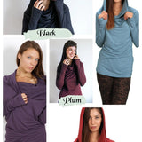 Star Cowl Neck Hoodie Shirt with Thumbholes in Amethyst