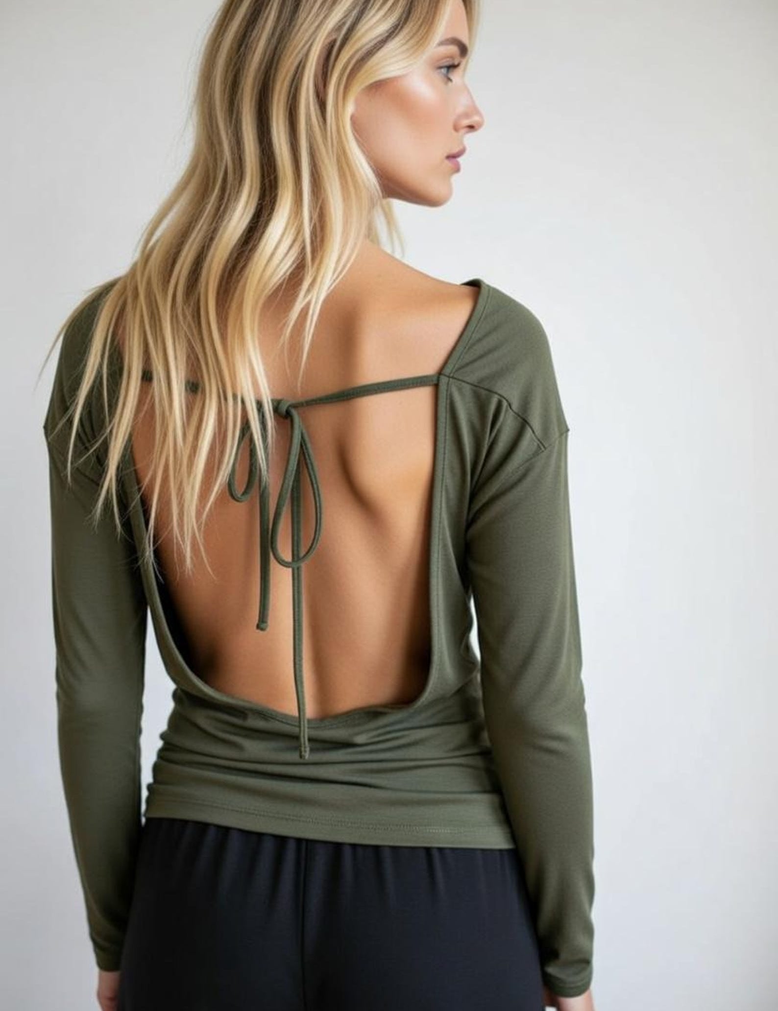 Backless Long Sleeve Bamboo Top | Open Back Boho Festival Clothing