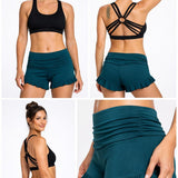 High Waist Ruffle Yoga Shorts | Dark Teal Dance Festival Booty Shorts