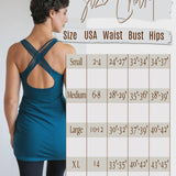 Faith Strappy Woven Lattice Back Long Yoga Tank Top with Built-In Bra  in Charcoal Gray