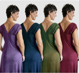 Knot Front Dress – Deep V Empire Waist Dress – Bamboo Rayon Sexy Date Night Dress – Sustainable Boho Evening Dress