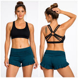 High Waist Ruffle Yoga Shorts | Dark Teal Dance Festival Booty Shorts