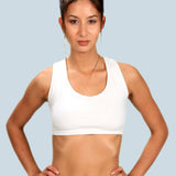 Strappy Criss Cross Back with Ring White Cotton Yoga Sports Bra Tank Top
