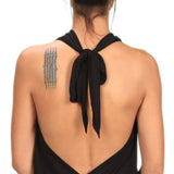 Cowl Neck Backless Halter Top in Black Sexy Sleeveless Blouse